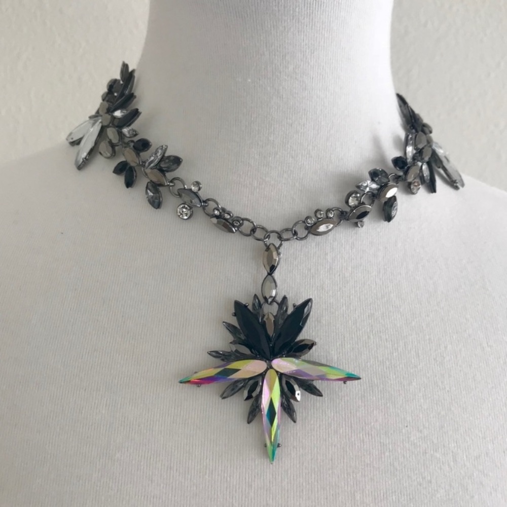 LAST2️⃣//BLACK CRYSTAL CHOKER NECKLACE